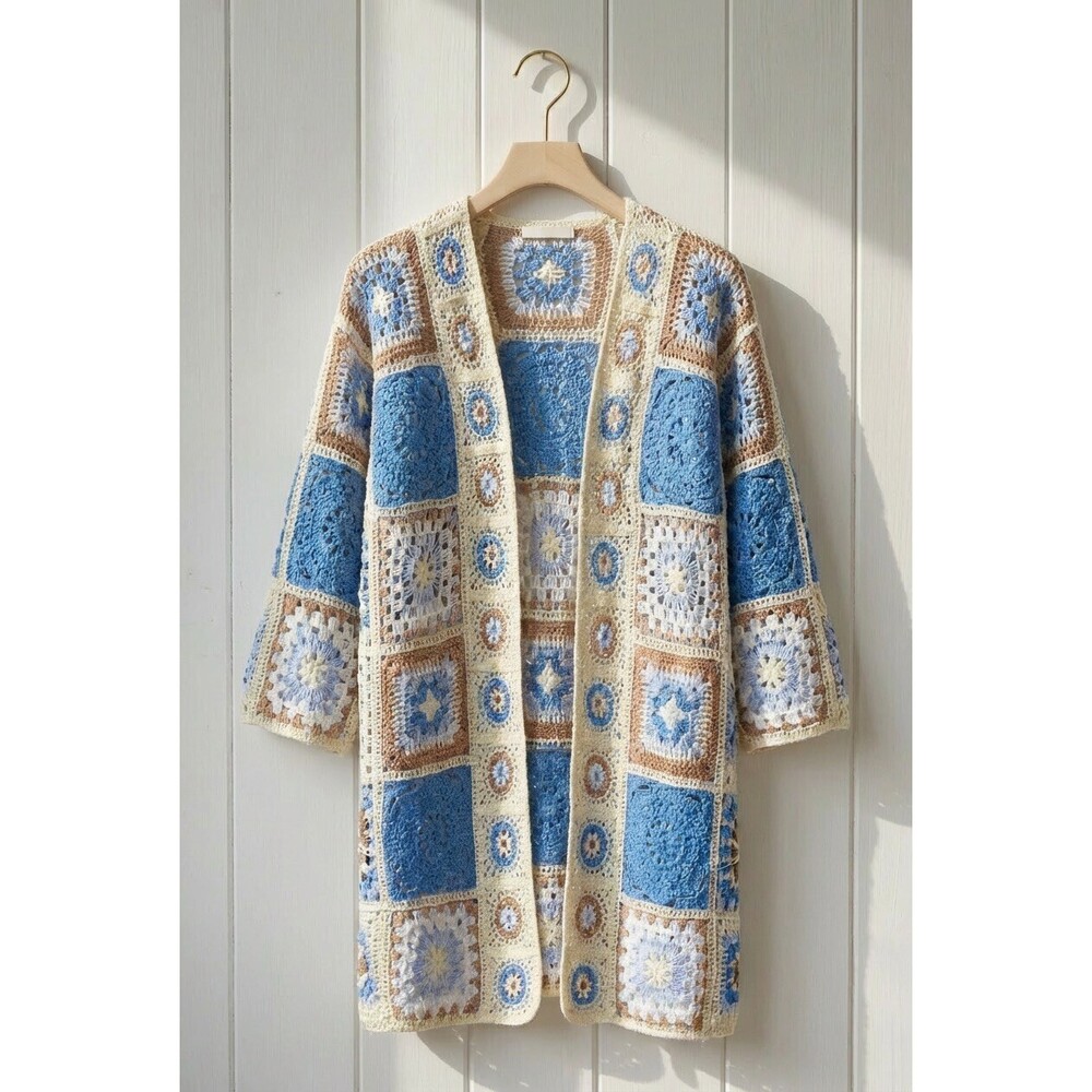 UDSW0329 BM Urban Daizy Patchwork Crochet Long Cardigan One Size